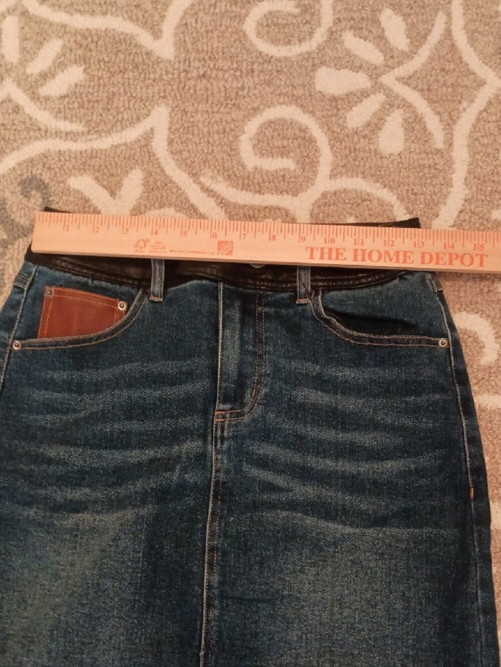 C Est 146 Denim Skirt with Black Waistband - Picture 3 of 5